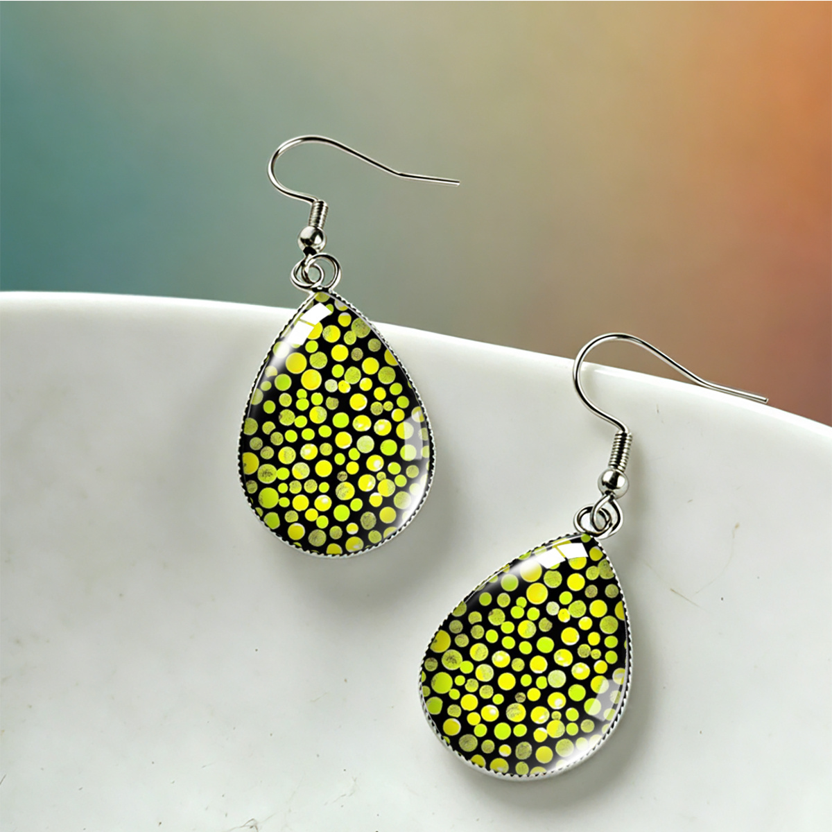Gradient Polka Dot Teardrop Earrings for Men & Women